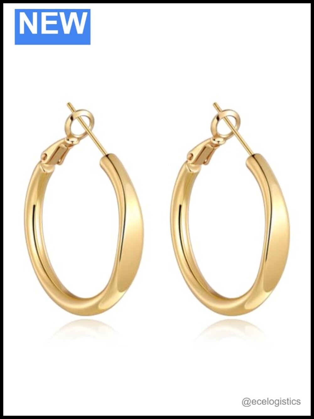 14k Gold Plated Chunky Hoop Earrings for Women Lightweight Hypoallergenic 5mm